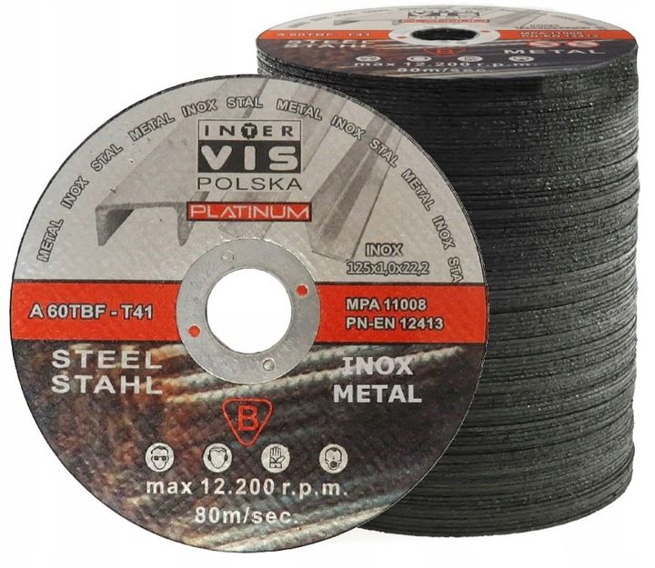 100 Szt Tarcza Tarcze Do Cięcia Metalu 125x1 Inox Mocne