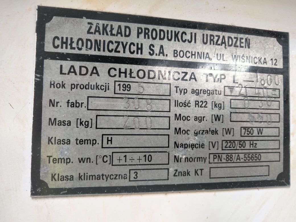 Lada chłodnicza długość 1.8