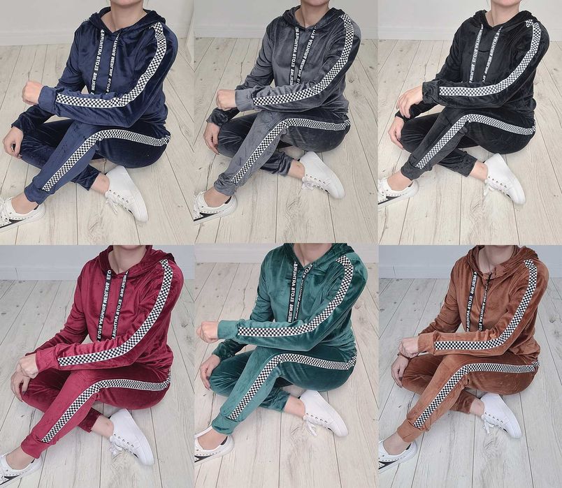 6 KOLORÓW Komplet dres welurowy bluza + spodnie TU S/M kolor ZIELONY