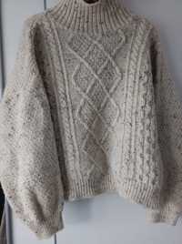 Ciepły sweter z wełny dziewiczej M/L unisex