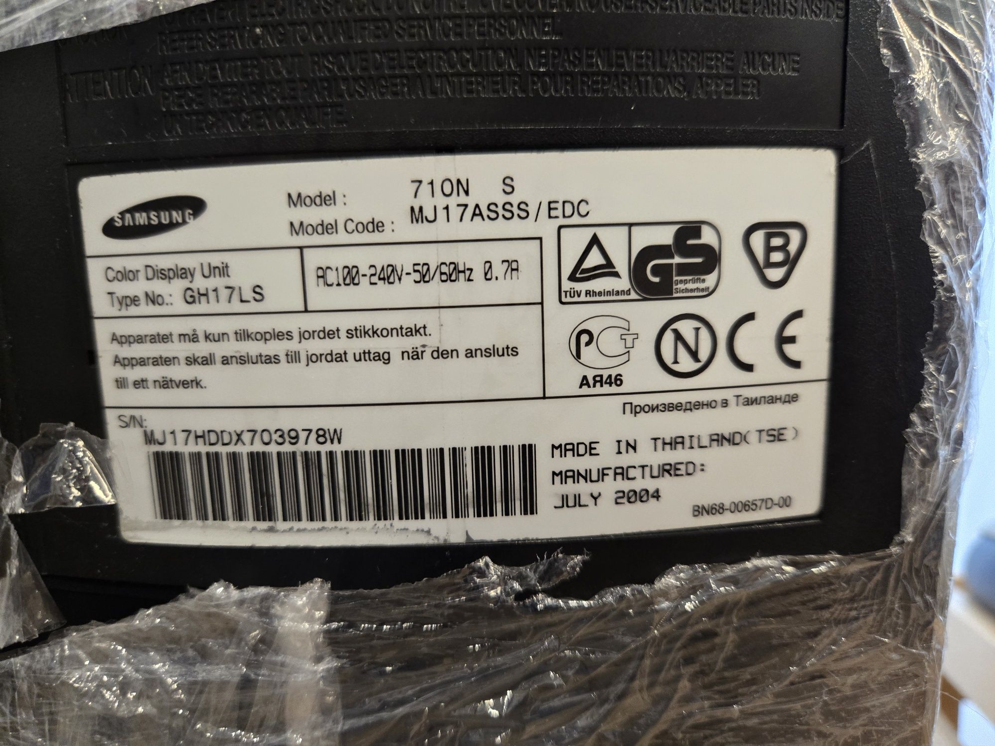 Monitor da samsung sync master 710n