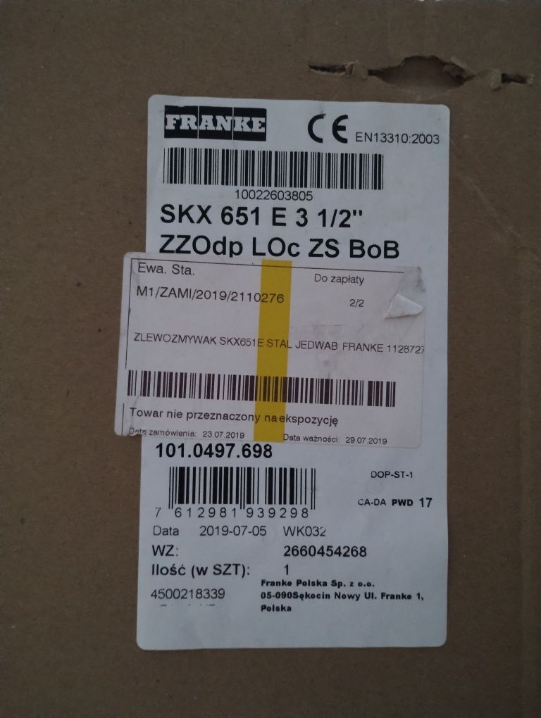 Zlew zlewozmywak Franke SKX 651 E nowy