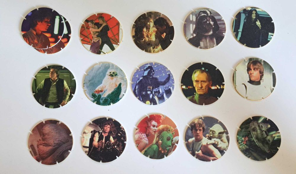 Kapsle Star Wars Gwiezdne Wojny TAZOS żetony 15 sztuk
