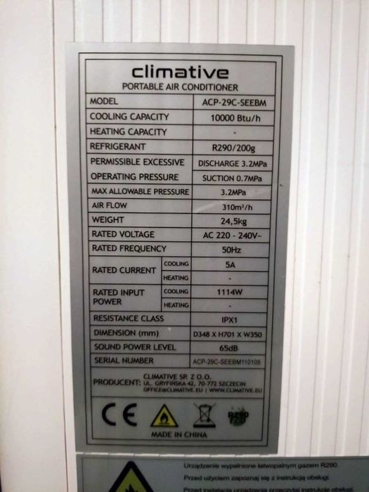 Klimatyzacja, Climative acp-29c, stan bardzo dobry