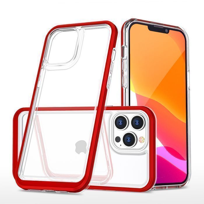 Clear 3In1 Etui Do Iphone 13 Pro Max Żelowy Pokrowiec Z Ramką Czerwony