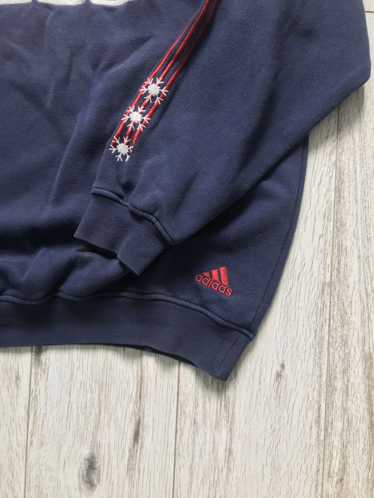 bluza adidas vintage canada lata 90 niebieska czerwona męska unisex