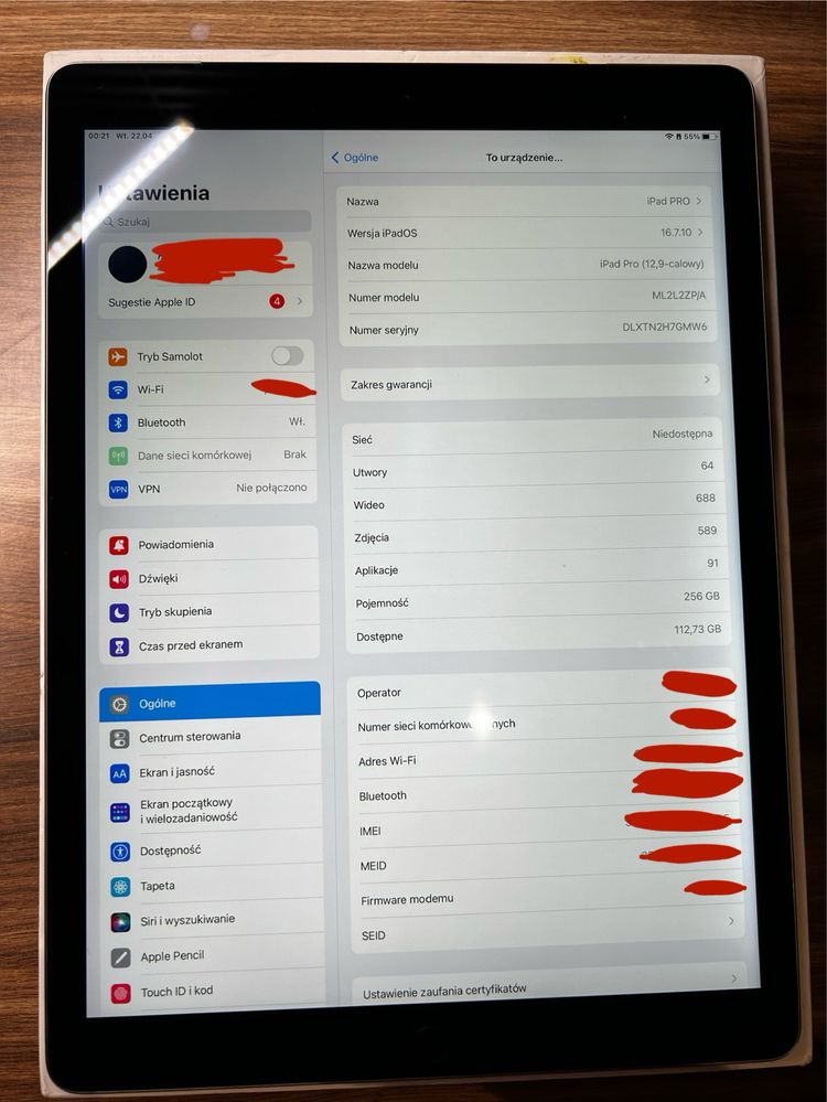 iPad Pro 2017 12,9” 256 GB