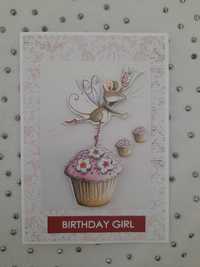 Kartka handmade na roczek urodziny dla dziewczynki baletnica