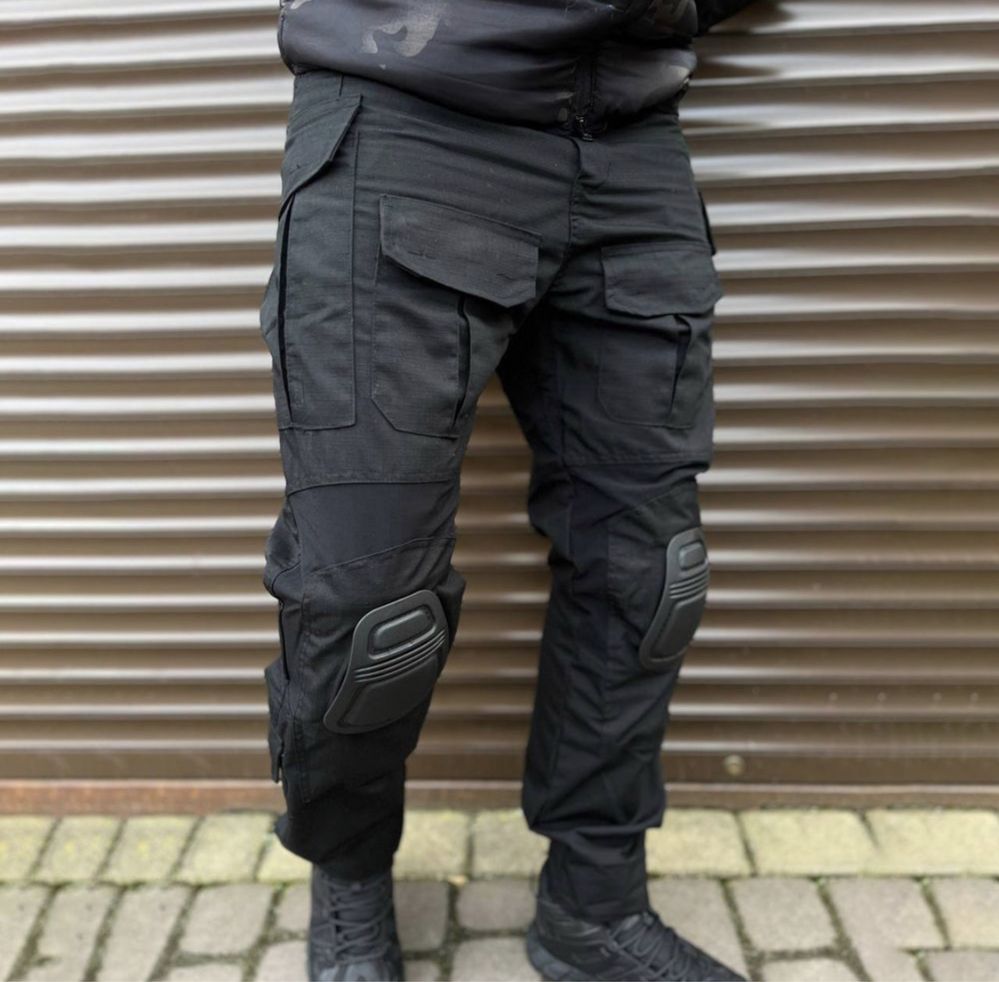 SWAT Тактические штаны Rip-Stop Black под интегрированные наколенники