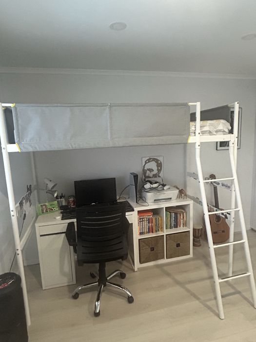 Cama alta de solteiro com colchao incluido