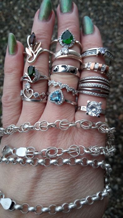 Срібні прикраси, каблучки різних розмірів, 15, 16, 17, 18, 19, 20, 21