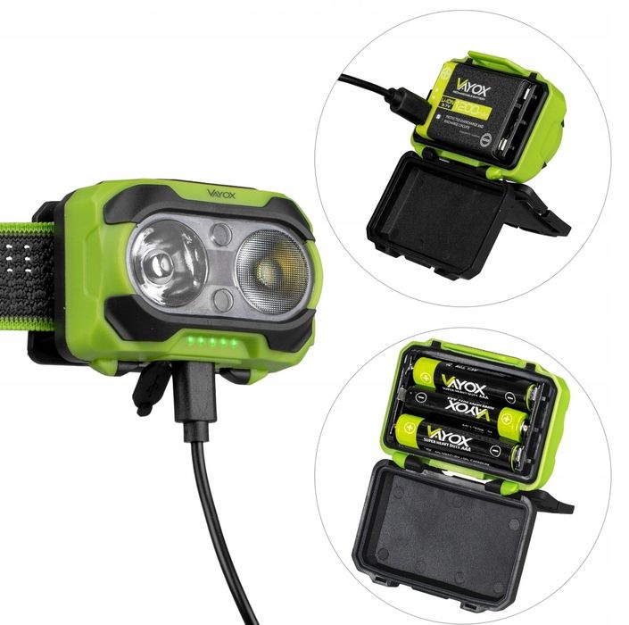 Nowa Latarka czołowa Vayox USB-C TWINBEAM 600LM VA0361