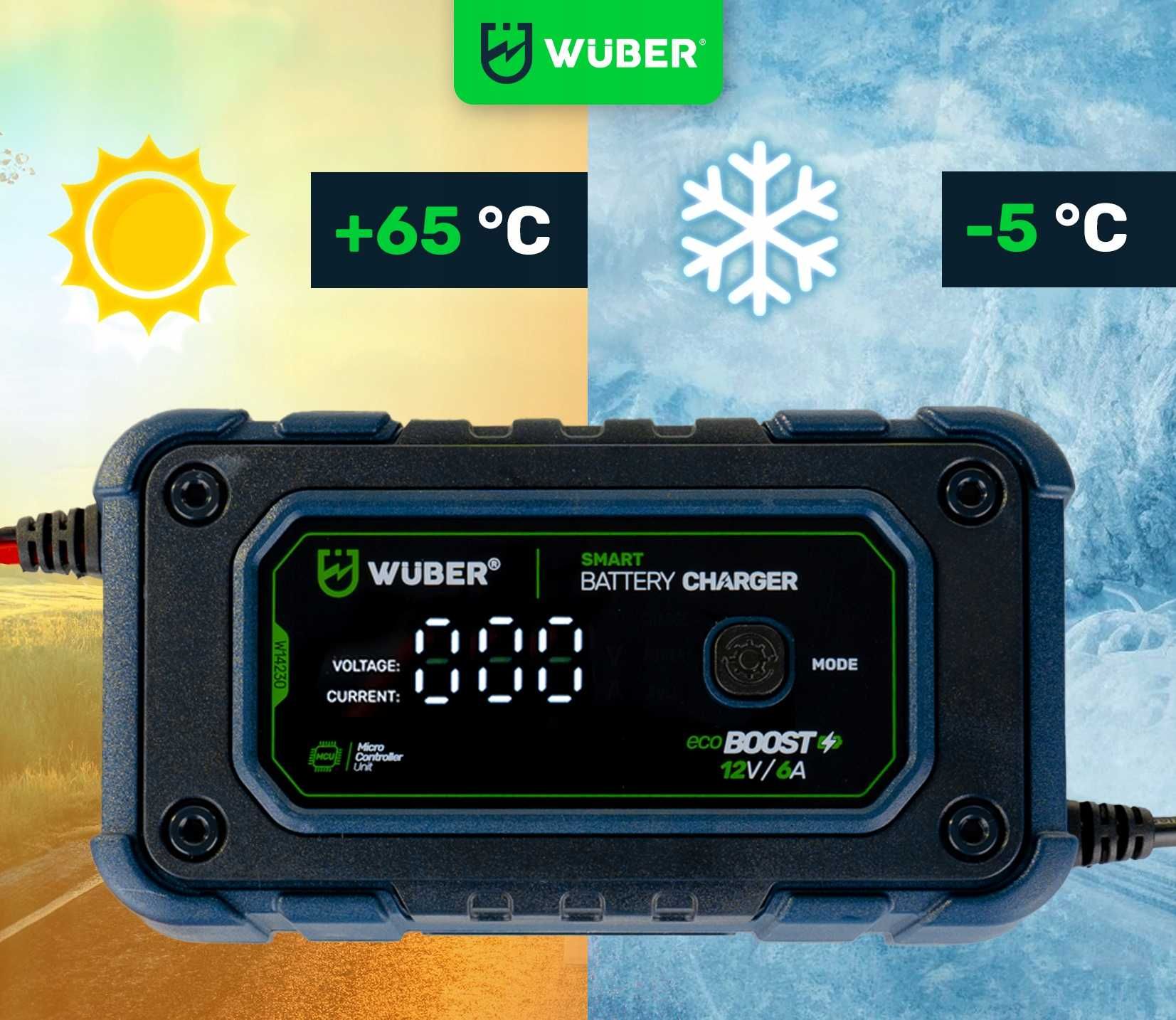 Prostownik Akumulatorowy Samochodowy Mikroproce. 12V 6A Ładowarka lcd