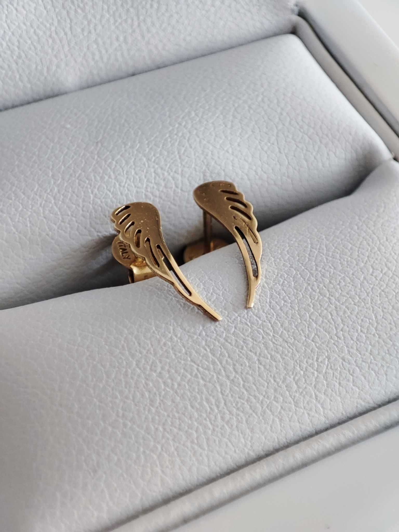 Złote kolczyki 585 skrzydła anioła