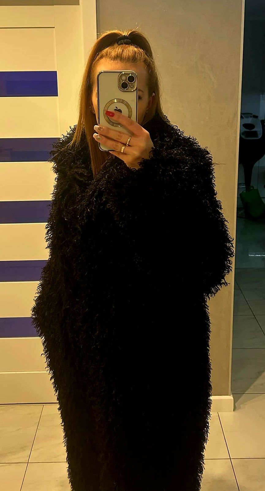 Futro naturalne lama długie rozm 2xl XXL 44