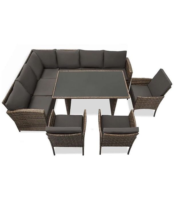 Nowy komplet meble ogrodowe / Narożnik XXL / 9 osobowy / technorattan