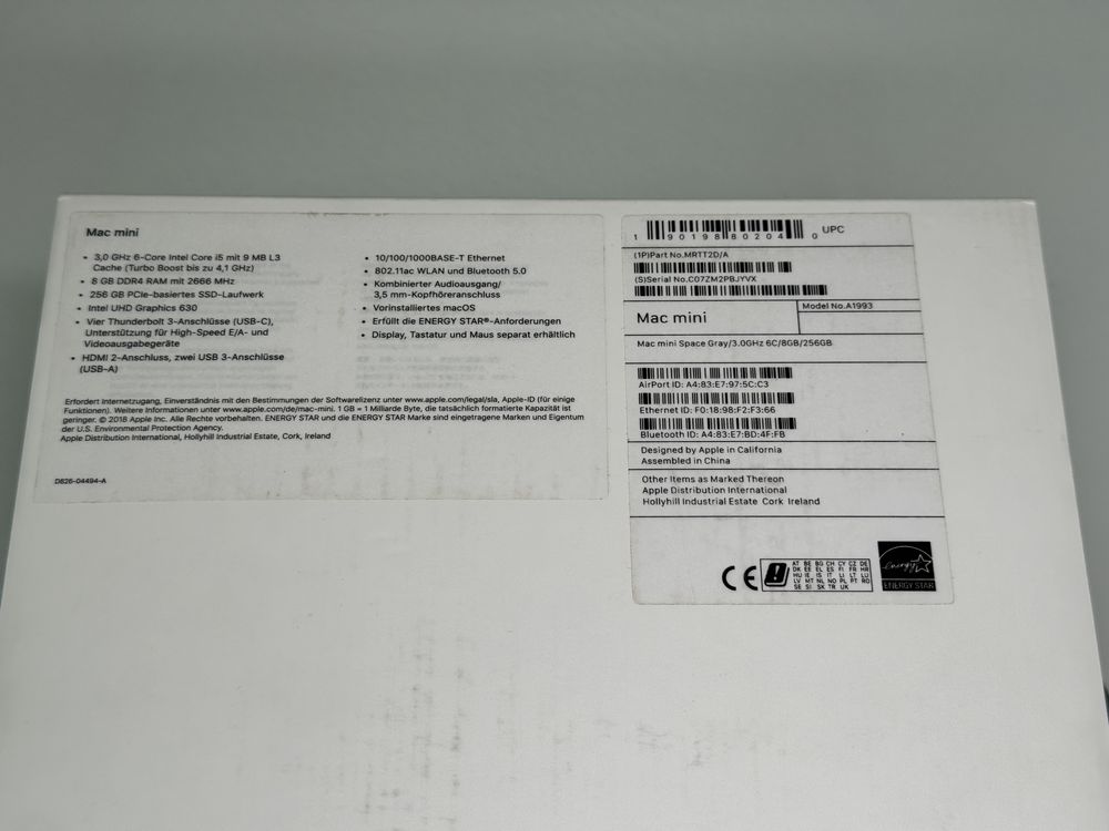 Mac Mini (A1993) - 2018 - i5/8GB/256GB - faktura VAT 23%