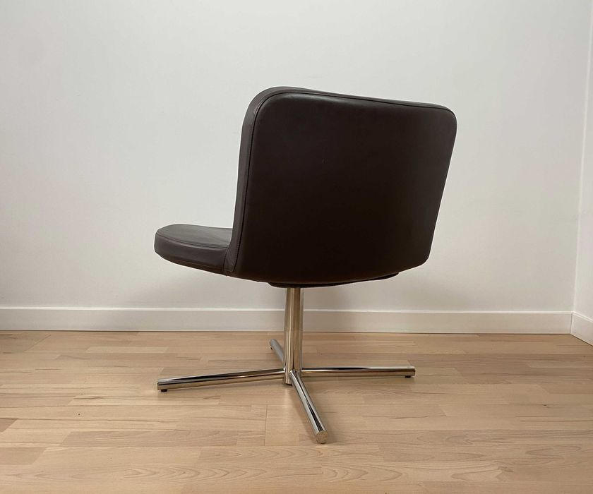 Fotel skórzany brązowy obrotowy | wygodne, nowoczesne