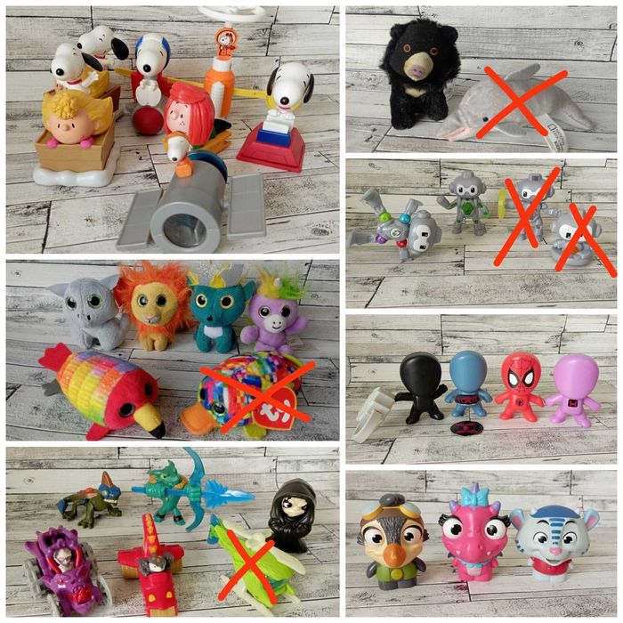 Макдональдс Снупі Робот Skylanders Спайдермен тварини