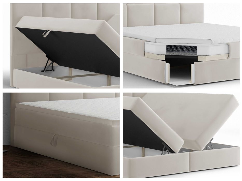 Łóżko kontynentalne  RIMA 180x200 materac, nakładka, skrzynia