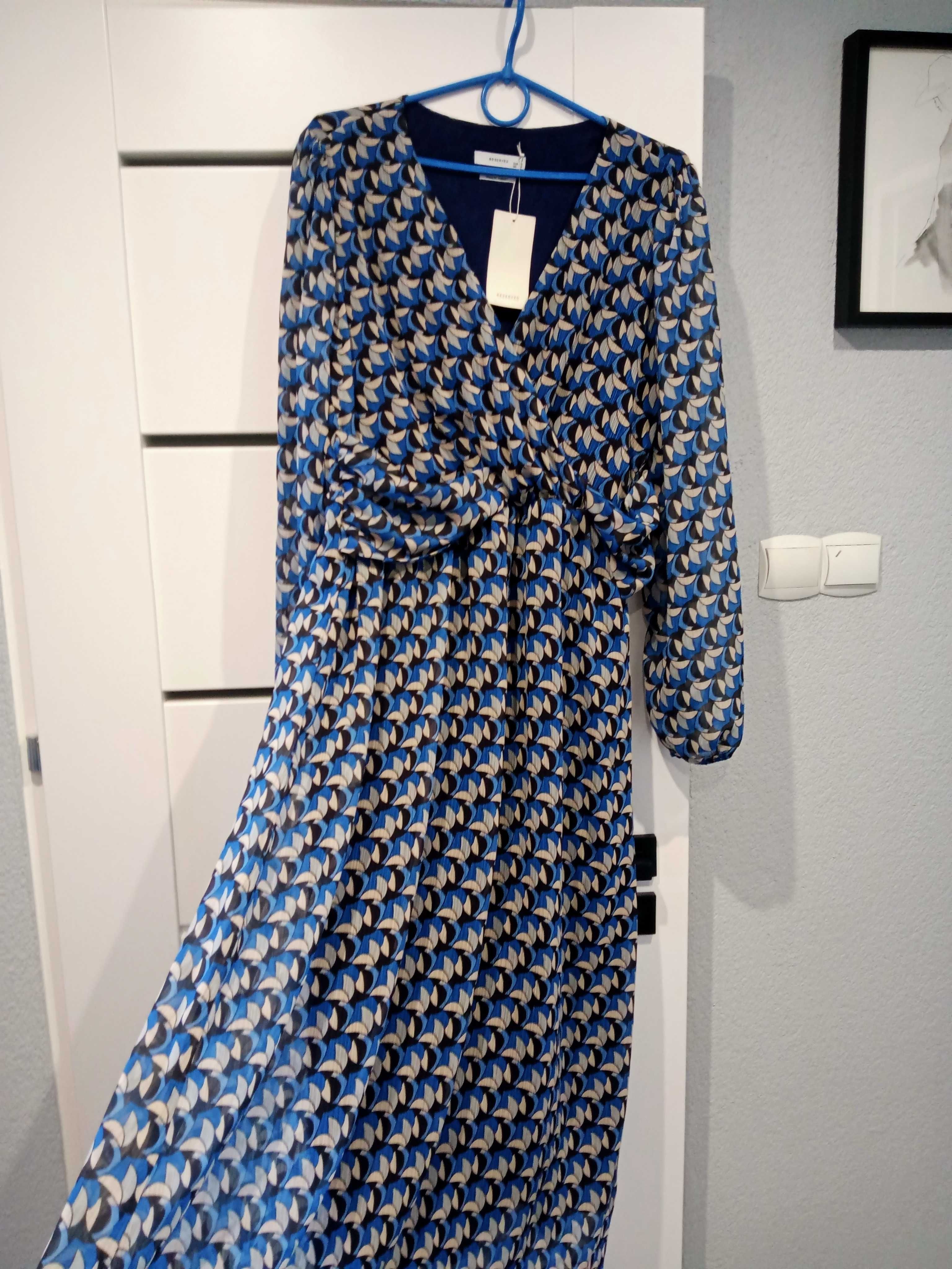 Reserved długa szyfonowa nowa wzorzysta sukienka 38
