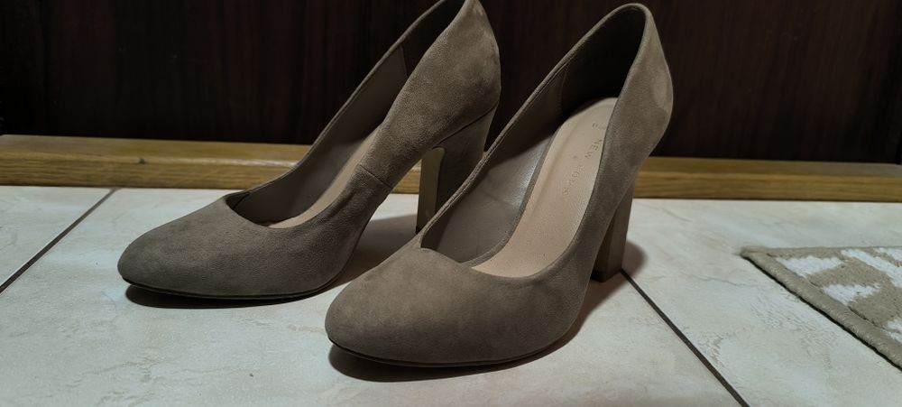 Szpilki obcasy czółenka New Look Wide Fit r. 37 brązowe beżowe