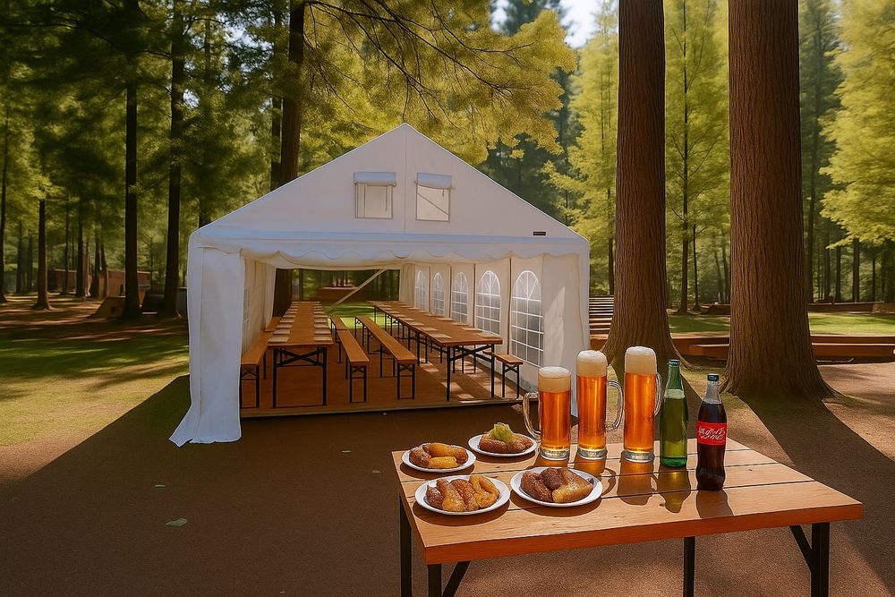 Namioty wynajem wypożyczalnia namiotów ławki stoły nalewaki lodówki