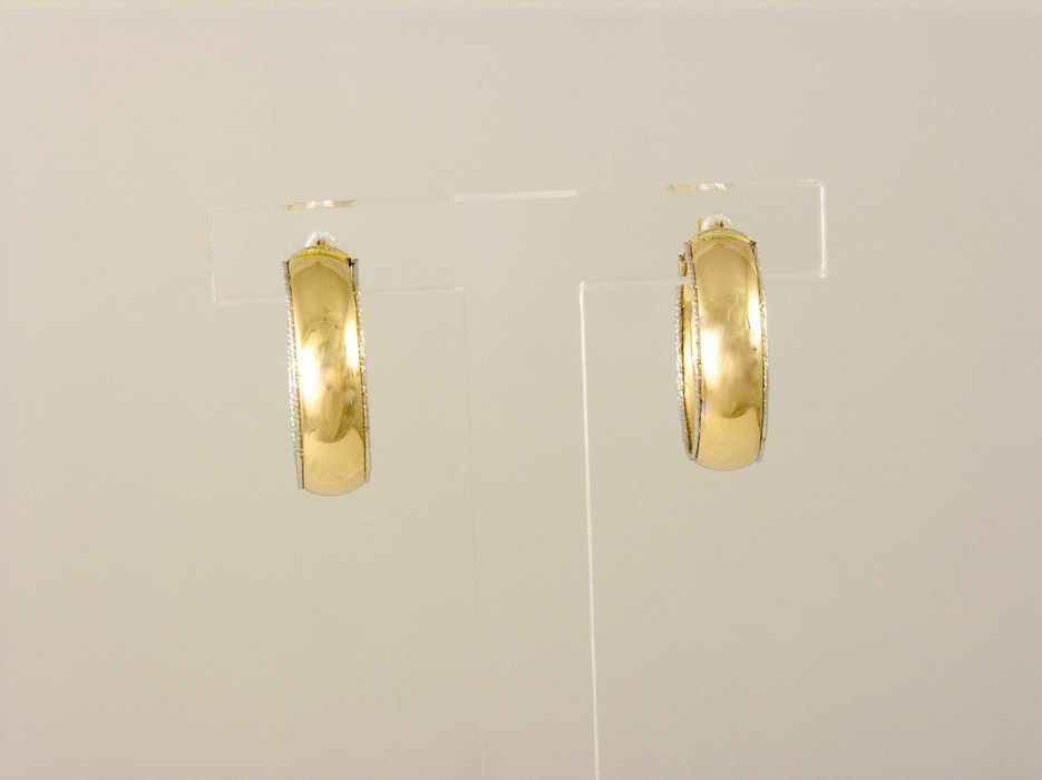 Złote Kolczyki Koła Diamentowane Rodowane Pr 585