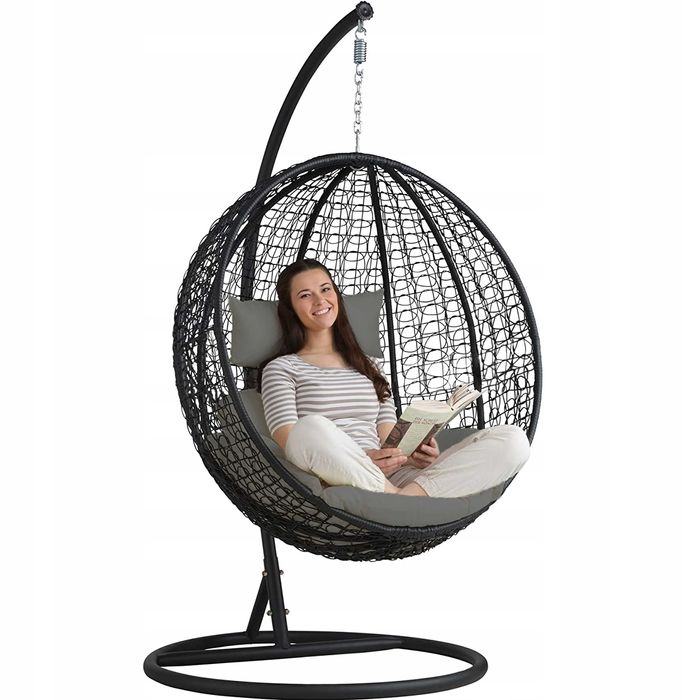 Fotel Wiszący Bujany Ogrodowy Kosz Huśtawka Kokon + Poduszki Gratis