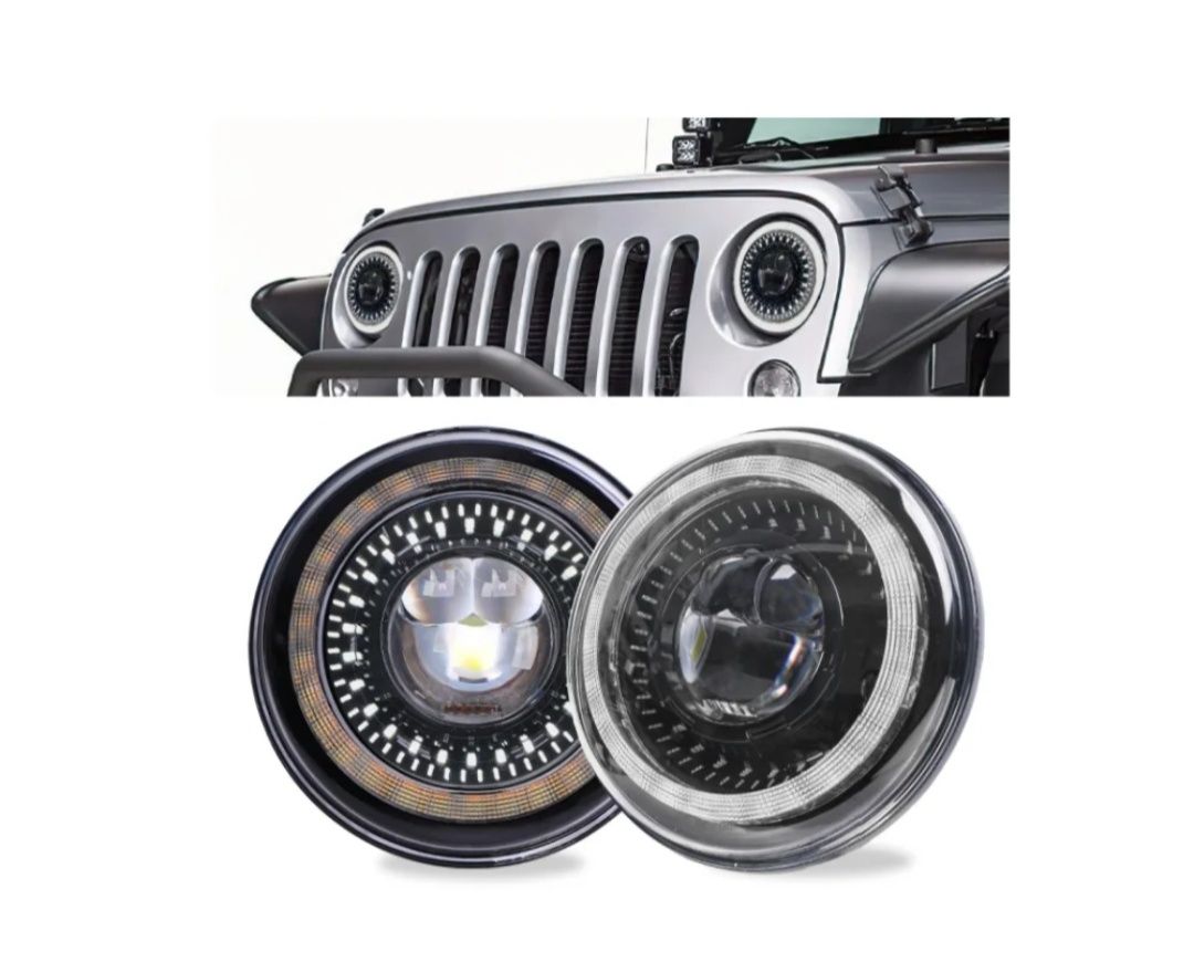 Lampy REFLEKTORY przód LED 7" Jeep Wrangler JK TJ CJ Dragon Eyes