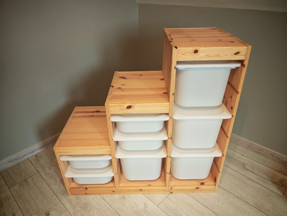 Ikea TROFAST regał sosna pojemnik biały x8

Regał sosna

6 pojemników,