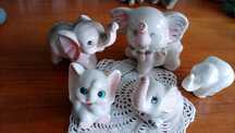 Pięć słonikow porcelanowych