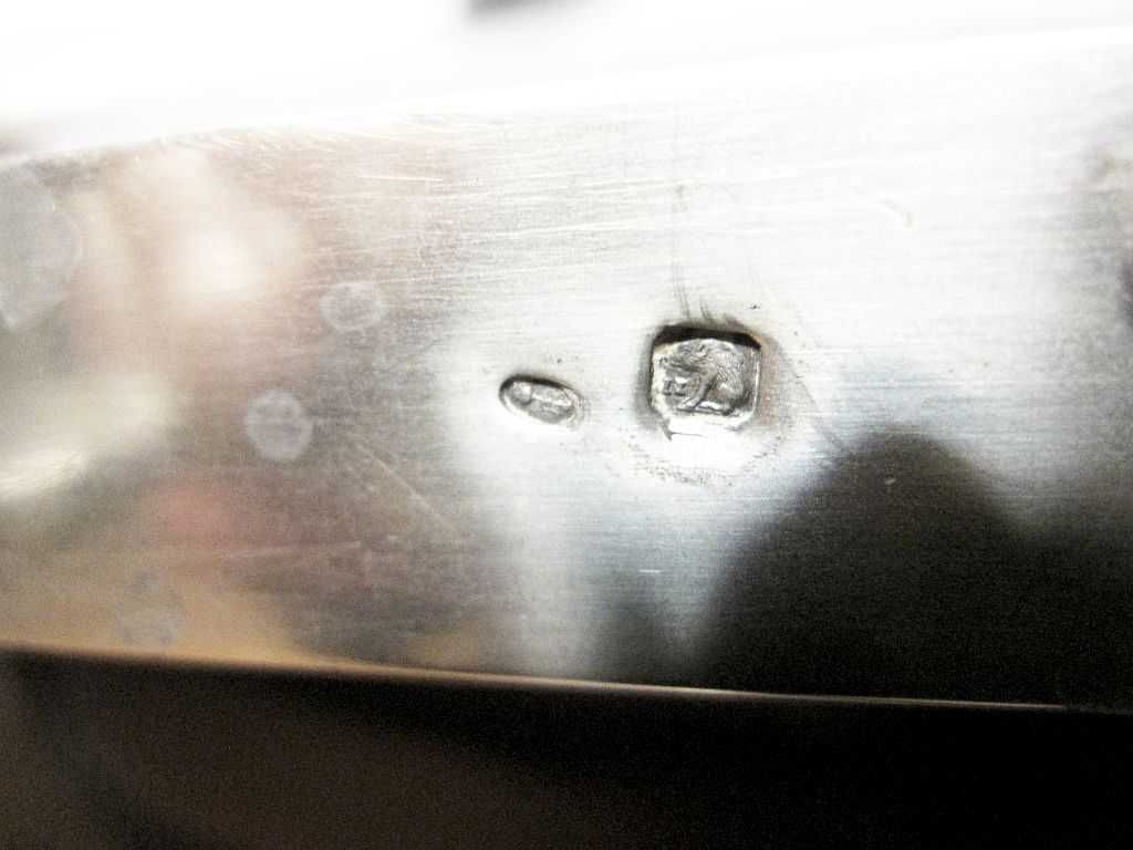 625 g. prata javali sentado II: Magnífico grande antigo espelho leque