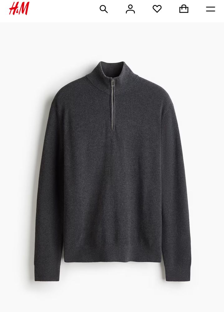 Пуловер, зіп 1/3, кофта H&M
