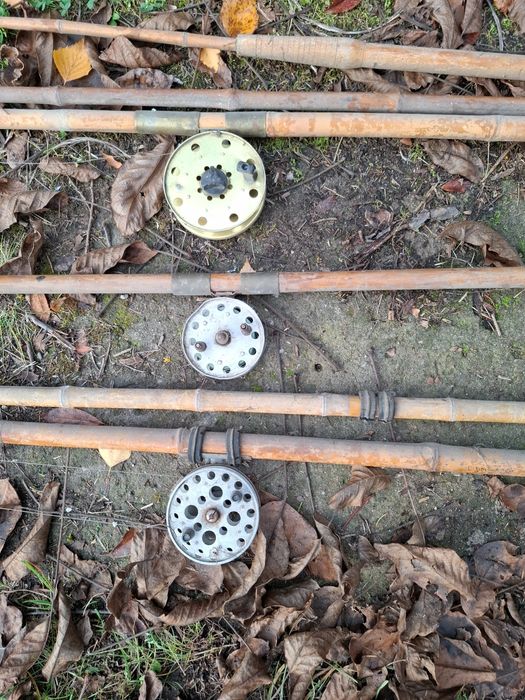 Wędki bambusowe z kołowrotkiem