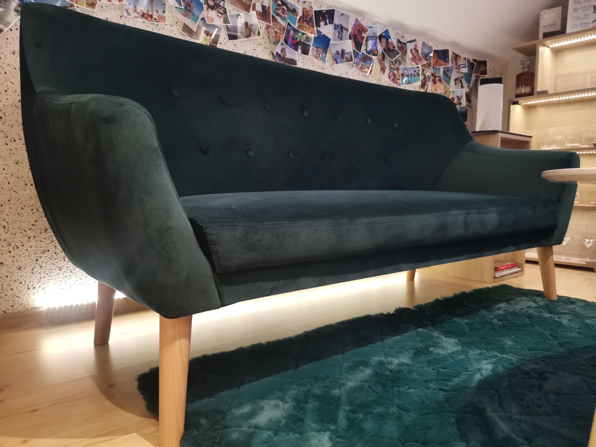 Tapicerowana sofa NORDIC 3 osobowa butelkowa zieleń fotel