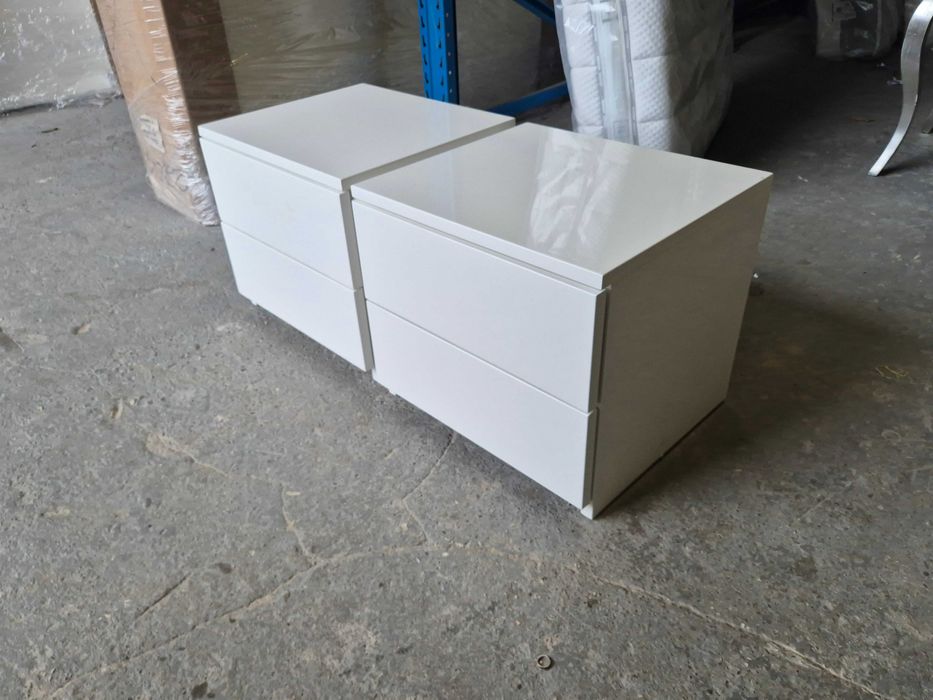 szafki nocne wysoki połysk białe 2 szt