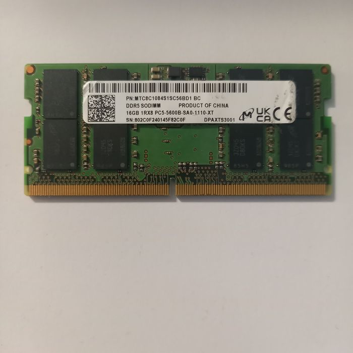 Nowa pamięć RAM DDR5 Micron 5600 16GB