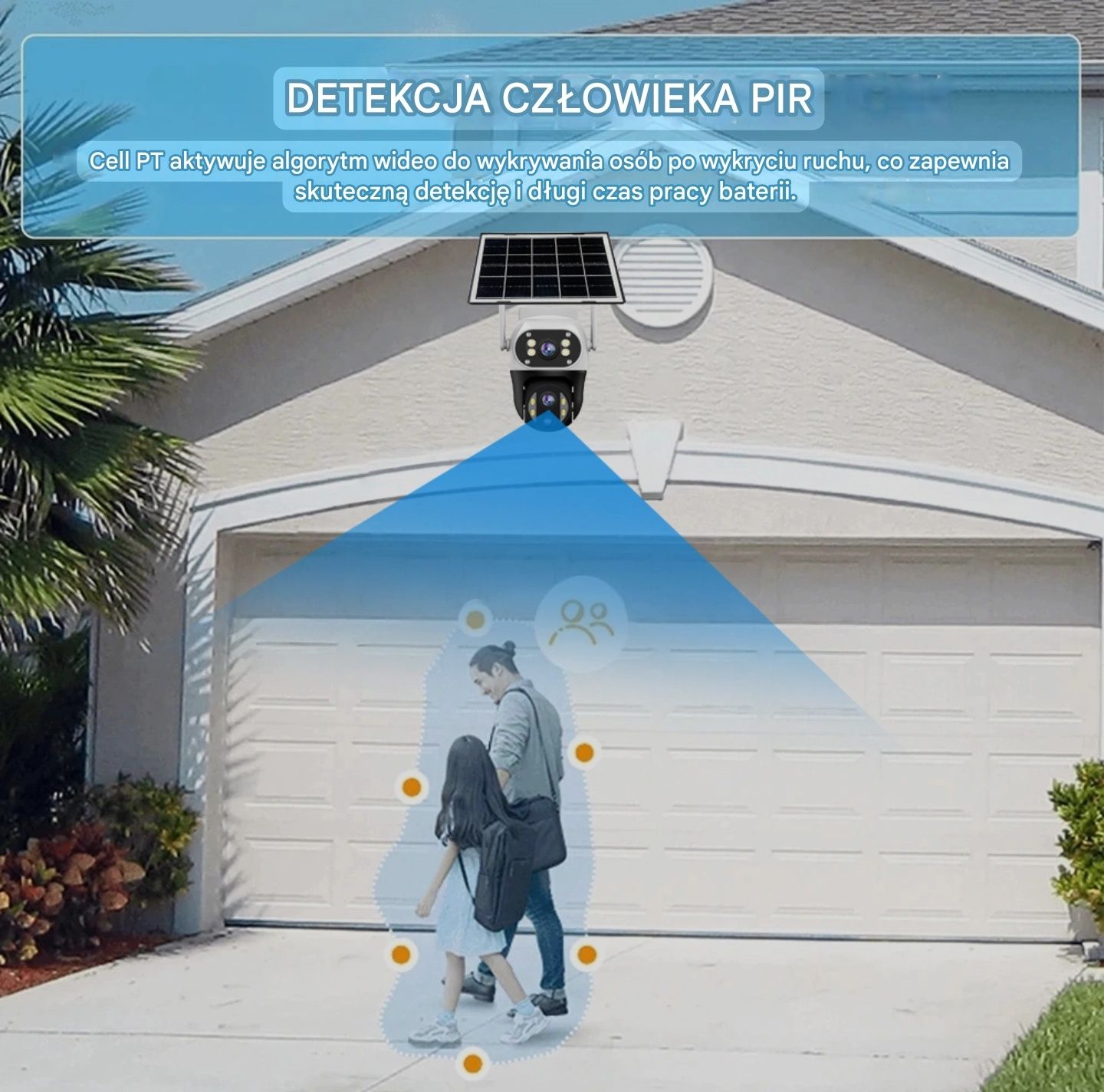 Kamera Solarna WiFi 8MP, 2 obiektywy 10X Zoom IP66 Obrotowa