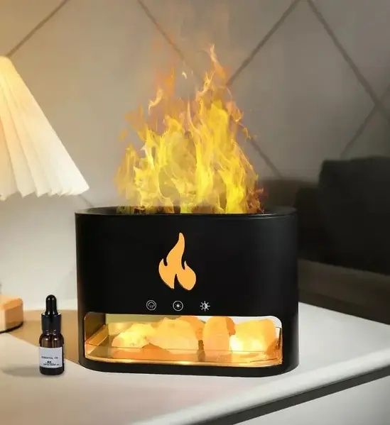 Зволожувач повітря Docsal Flame, зволожувач і соляними каменями 3в1