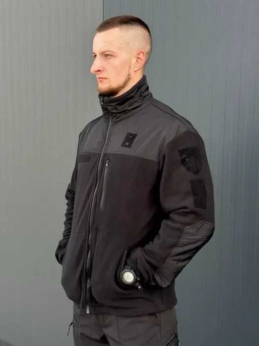 Військова чорна фліска ЗСУ тактична чорна флісова кофта 46-60р