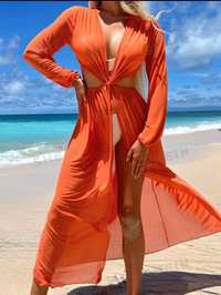 Sukienka maxi plażowa narzutka na strój kąpielowy S M