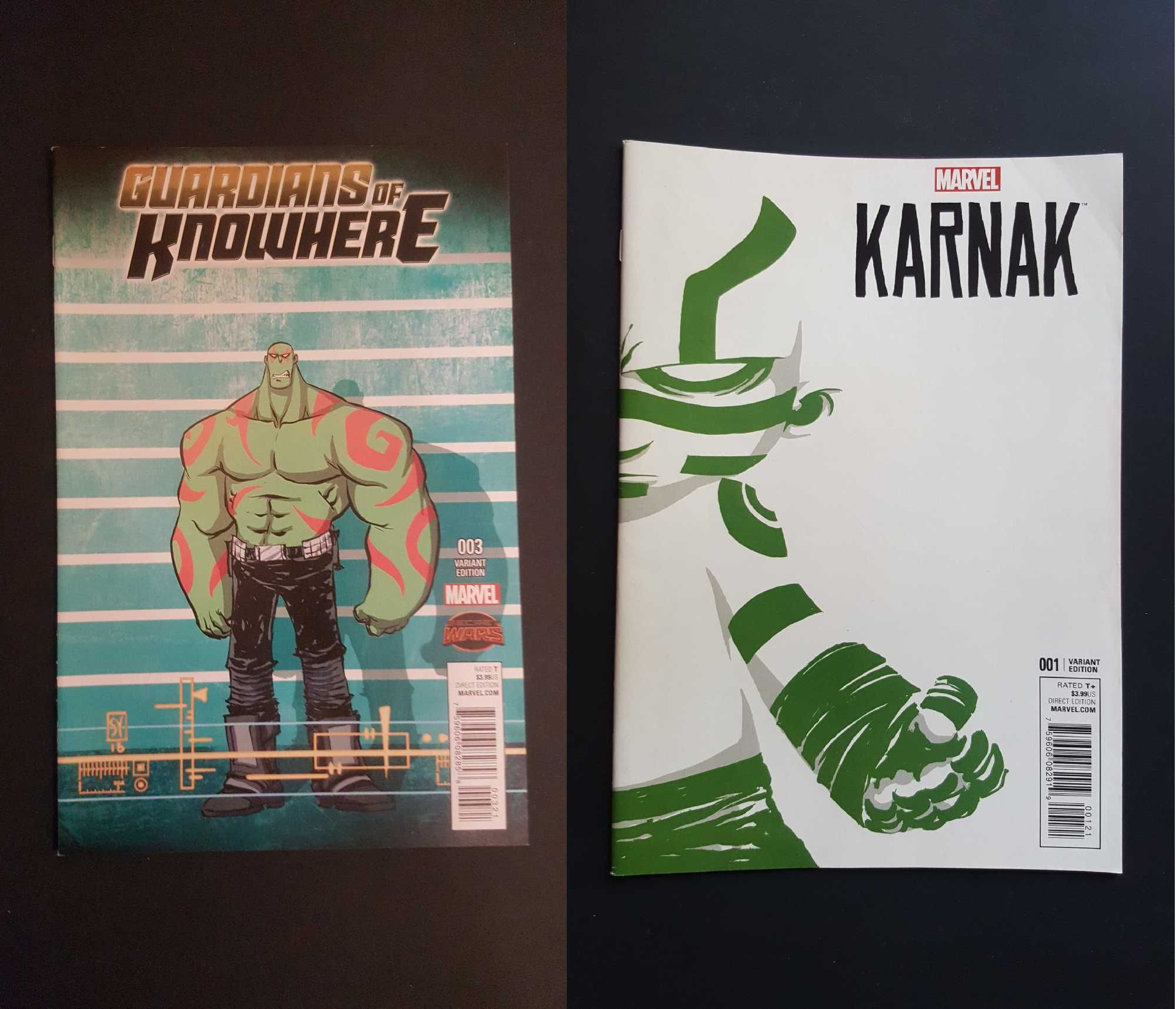 KARNAK#1+GUARDIANS OF KNOWHERE#3-Marvel capas variantes Skottie Young