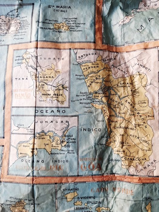 Antigo mapa carta corográfica das ilhas  e Colónias Portuguesas