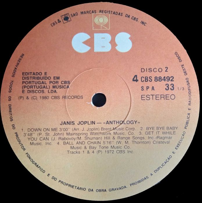 Janis Joplin	- - - - -	Anthology	- - - - -	2 X LP