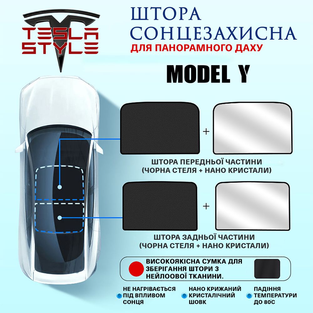 Солнце защитная штора для Tesla model Y inst: tesla.style.ua