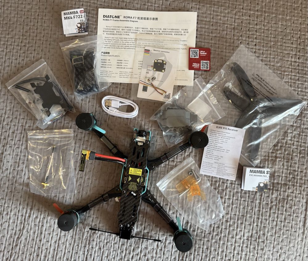 Fpv Diatone Roma F7 6S BNF+ELRS915 Receiver