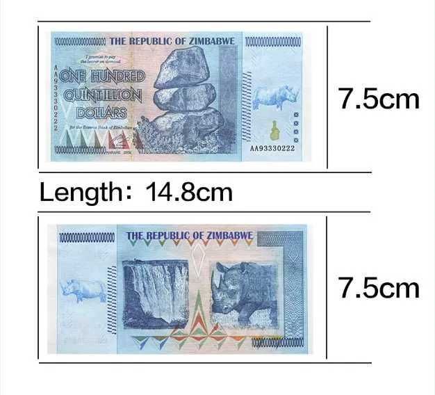 Banknot Zimbabwe 100 Kwintylionów Dolarów Kolekcjonerski Unikat UV