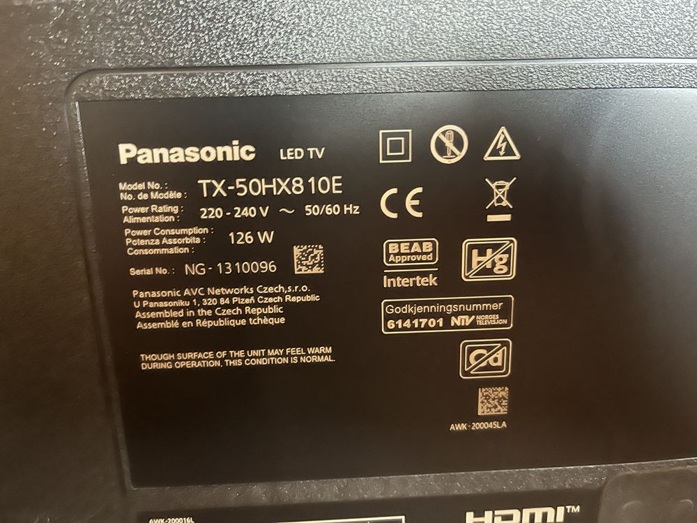 Telewizor Panasonic TX -50HX8 10E TV LED Pilot