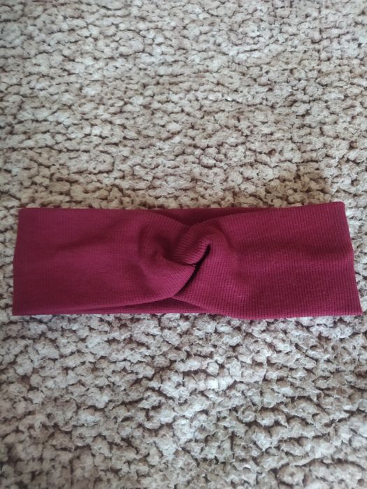 Opaska na głowę burgund bordowa prążkowana
